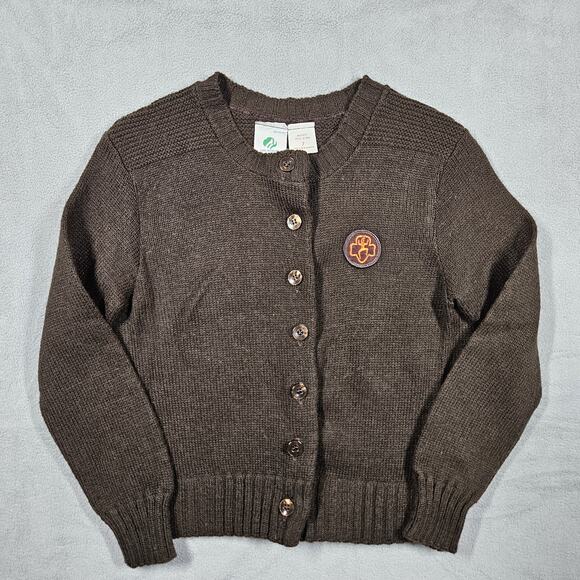 Vintage Girl Scouts Cardigan Size 7 Brownie Scouts Sweater 80s Uniform USA - Picture 1 of 11